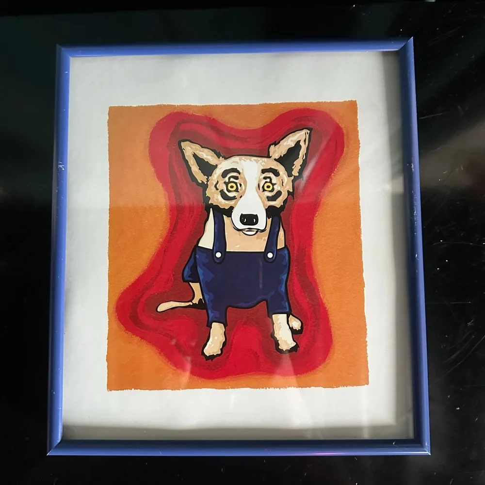 Ben Franklin Blue Dog collectors Print framed